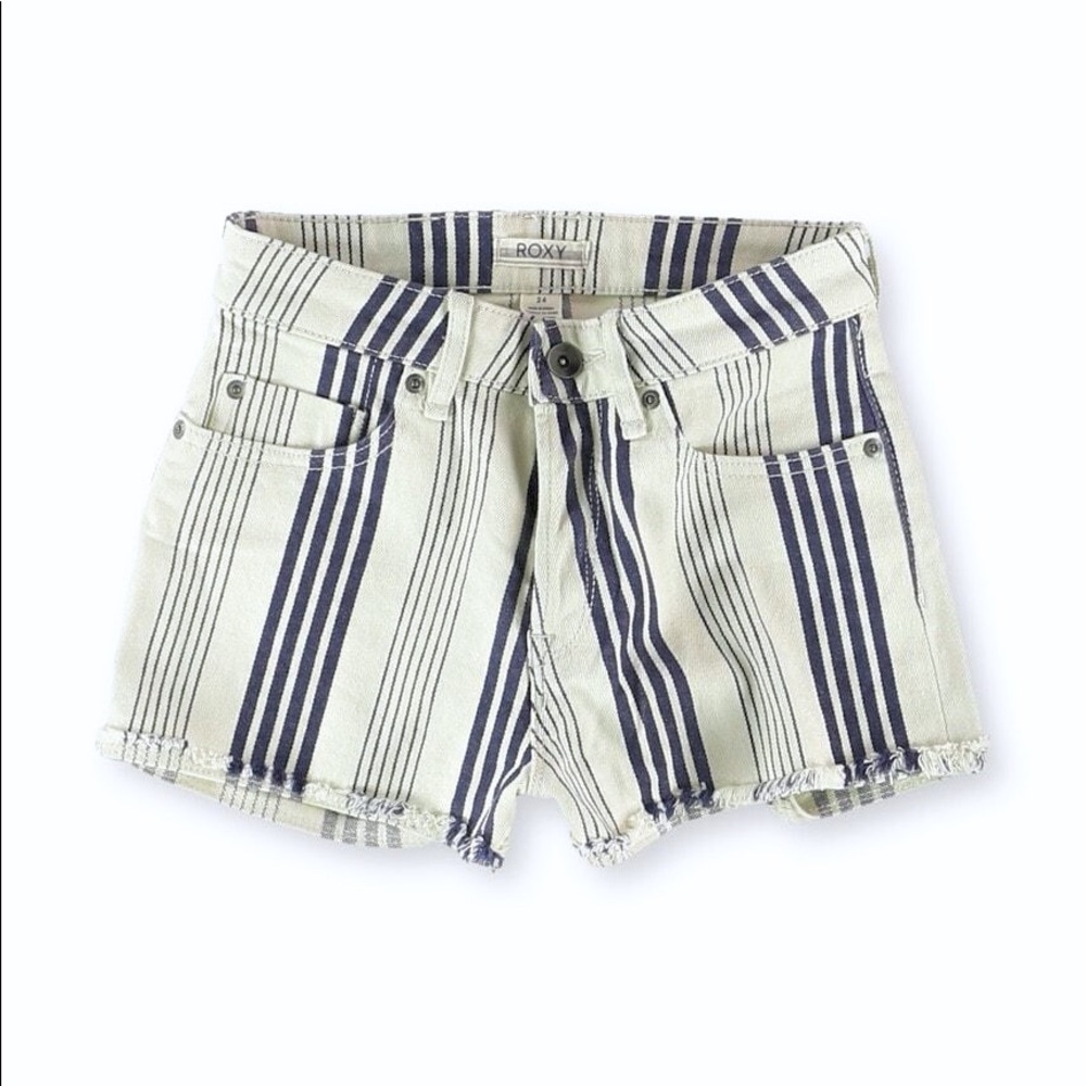 ROXY Striped Denim Shorts